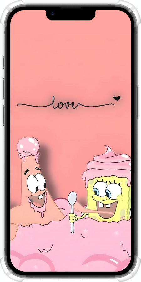 Силикон с усиленными углами чехол Спанч Боб для Apple iPhone 16e - 6282sp-3971 изображение 