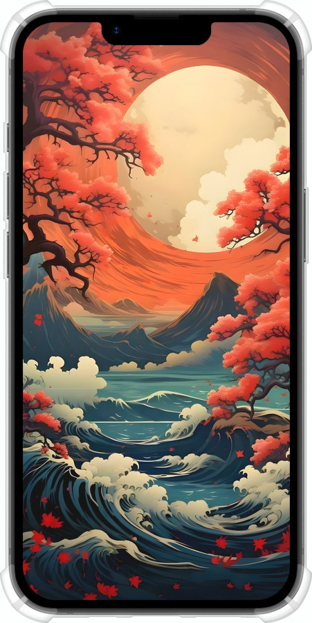 Силіконовий протиударний с посиленими кутами чехол Природа Японії для Apple iPhone SE 4 - 6327sp-3652 изображение 