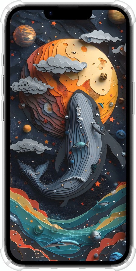 Силикон с усиленными углами чехол Кит в космосе для Apple iPhone SE 4 - 6328sp-3652 изображение 