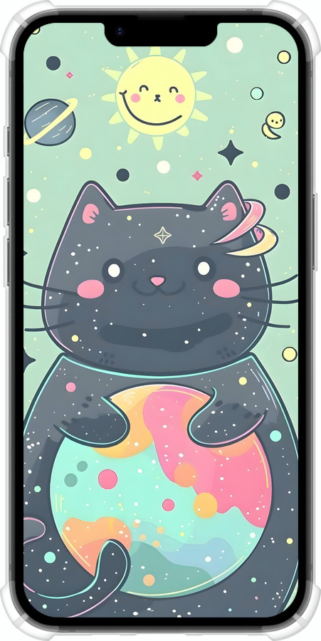 Силикон с усиленными углами чехол Милый котик для Apple iPhone SE 4 - 6364sp-3652 изображение 