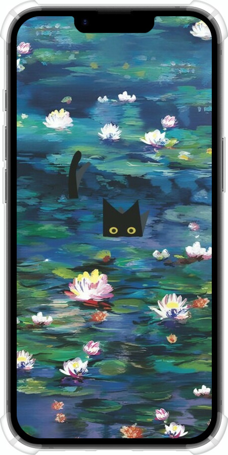 Силіконовий протиударний с посиленими кутами чехол Чохол із зображенням водяних лілій Моне та кішок для Apple iPhone SE 4 - 6399sp-3652 изображение 