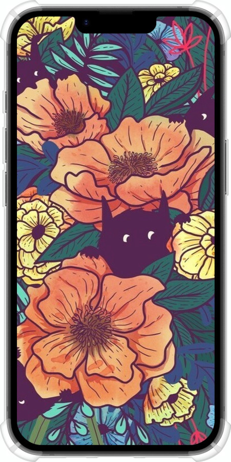 Силикон с усиленными углами чехол С изображением полевых цветов для Apple iPhone 16e - 6419sp-3971 изображение 