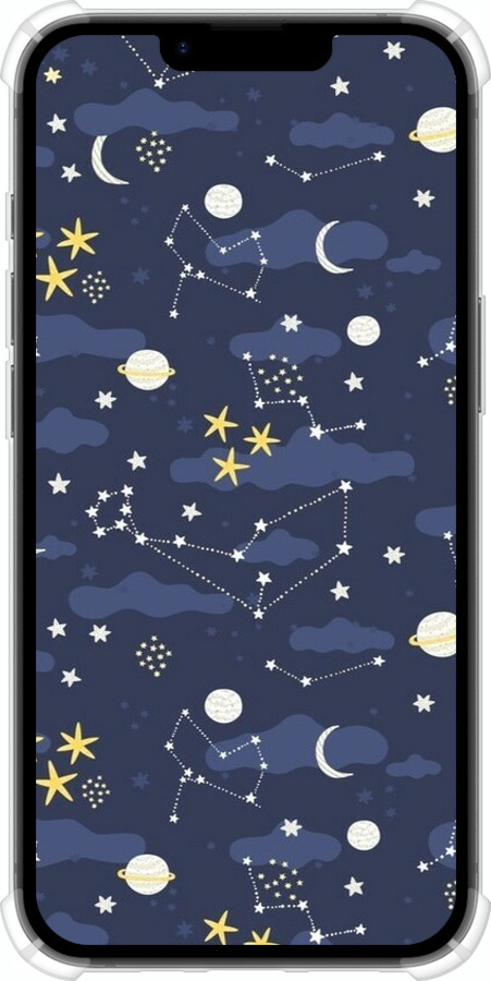 Силіконовий протиударний с посиленими кутами чехол Астрономічний візерунок для Apple iPhone 16e - 6446sp-3971 изображение 