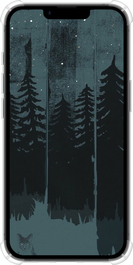 Силіконовий протиударний с посиленими кутами чехол Лисиця та нічний ліс для Apple iPhone SE 4 - 6481sp-3652 изображение 