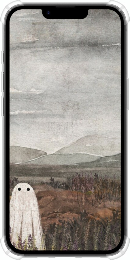 Силіконовий протиударний с посиленими кутами чехол Самотій привид на фоні гір для Apple iPhone SE 4 - 6486sp-3652 изображение 