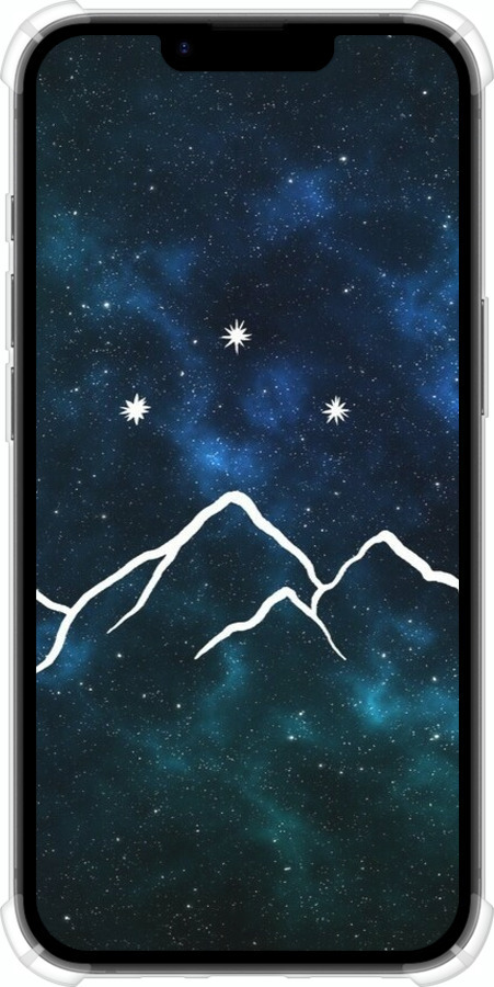Силикон с усиленными углами чехол Горы и звезды нарисованы на фоне галактики для Apple iPhone SE 4 - 6490sp-3652 изображение 