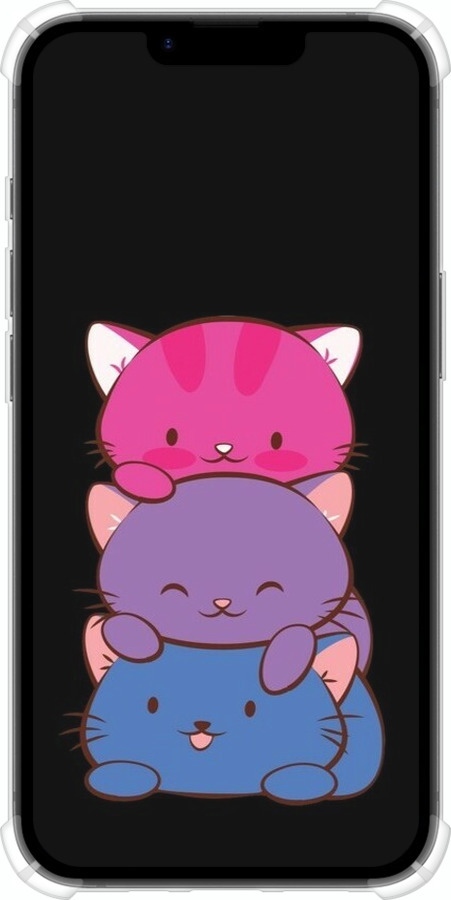 Силикон с усиленными углами чехол Милые кошки для Apple iPhone 16e - 6518sp-3971 изображение 