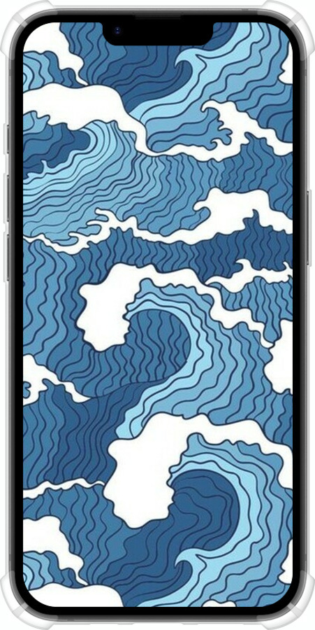 Силикон с усиленными углами чехол Абстрактный рисунок морских волн для Apple iPhone SE 4 - 6538sp-3652 изображение 