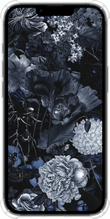 Силикон с усиленными углами чехол Абстрактный цветочный рисунок в синих тонах для Apple iPhone SE 4 - 6539sp-3652 изображение 