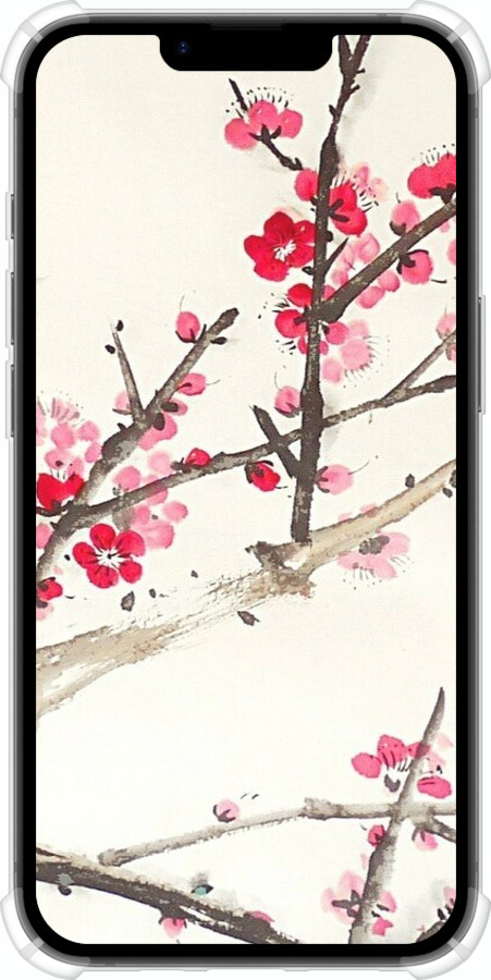 Силіконовий протиударний с посиленими кутами чехол Принт із зображенням цвітіння сакури для Apple iPhone SE 4 - 6545sp-3652 изображение 