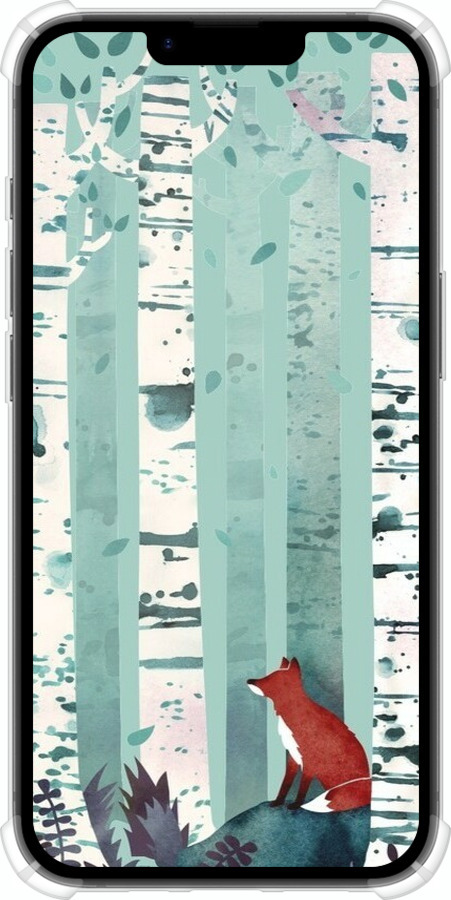 Силіконовий протиударний с посиленими кутами чехол Лис у зеленому лісі для Apple iPhone SE 4 - 6547sp-3652 изображение 