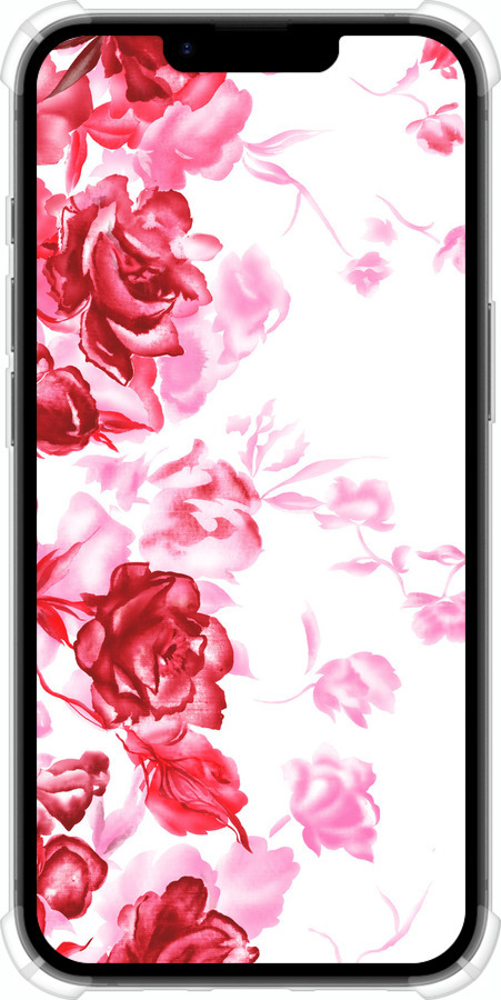 Силикон с усиленными углами чехол Нарисованные розы для Apple iPhone 16e - 724sp-3971 изображение 