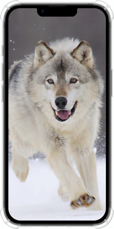 Силіконовий протиударний с посиленими кутами чехол Вовк, що біжить для Apple iPhone SE 4 - 826sp-3652 изображение 