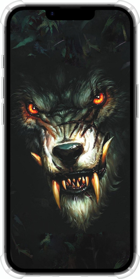 Силикон с усиленными углами чехол Дьявольский волк для Apple iPhone 16e - 833sp-3971 изображение 
