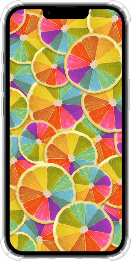 Силикон с усиленными углами чехол Разноцветные дольки лимона для Apple iPhone 16e - 861sp-3971 изображение 