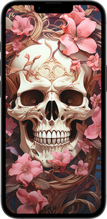 Силиконовый чехол Череп в розовых цветах для Apple iPhone SE 4 - 5965u-3652 изображение 