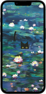 Силиконовый чехол Чехол с изображением водяных лилий Моне и кошек для Apple iPhone 16e - 6399u-3971 изображение 