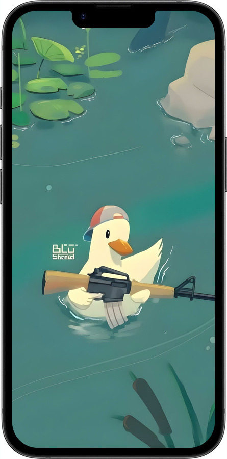 Силиконовый чехол Уточка с автоматом для Apple iPhone SE 4 - 6356u-3652 изображение 