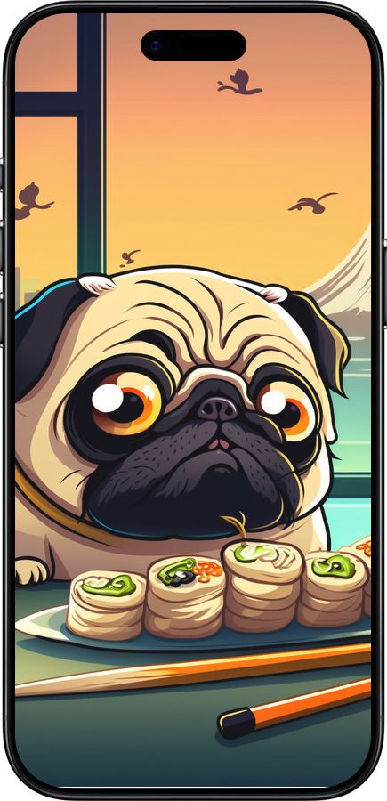 TPU чехол Мопс і суші для Apple iPhone 17 AIR - 5588b-4032 изображение 