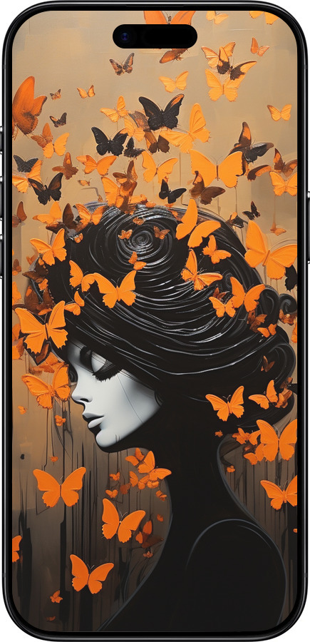 TPU чехол Чехол для телефона Девушка с оранжевыми бабочками для Apple iPhone 17 AIR - 5940b-4032 изображение 