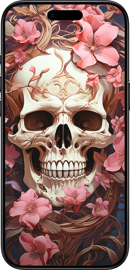 TPU чехол Череп в розовых цветах для Apple iPhone 17 AIR - 5965b-4032 изображение 