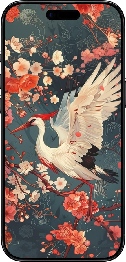 TPU чехол Сакура и аист для Apple iPhone 17 AIR - 6108b-4032 изображение 