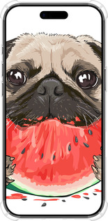 Силикон с усиленными углами чехол Мопс и арбуз для Apple iPhone 17 AIR - 4665sp-4032 изображение 