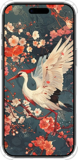 Силикон с усиленными углами чехол Сакура и аист для Apple iPhone 17 AIR - 6108sp-4032 изображение 