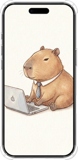 Силіконовий протиударний с посиленими кутами чехол Funny Capybara CEO Working для Apple iPhone 17 AIR - 6777sp-4032 изображение 