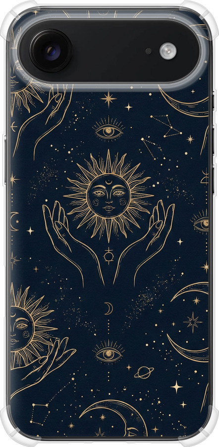 Celestial Harmony: Sun & Moon Gold Mystic Pattern