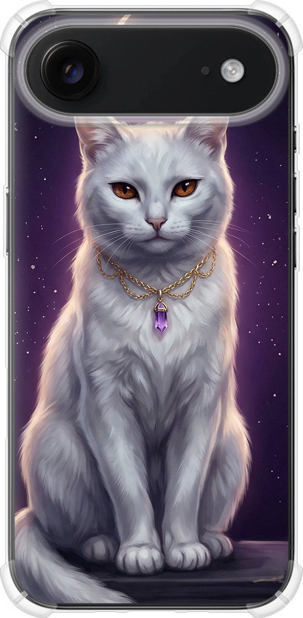 Mystic White Cat Gothic Dark Purple Gold