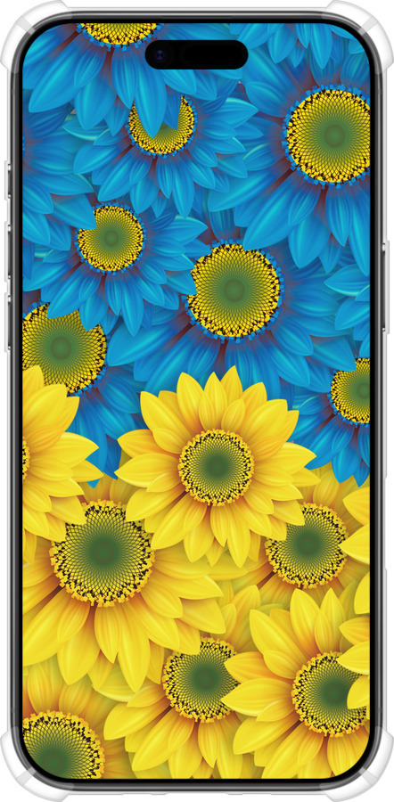 Силикон с усиленными углами чехол Жёлто-голубые цветы для Apple iPhone 17 AIR - 1048sp-4032 изображение 