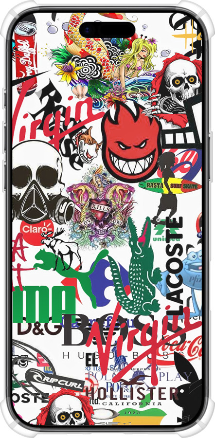 Силикон с усиленными углами чехол Many different logos для Apple iPhone 17 AIR - 4022sp-4032 изображение 