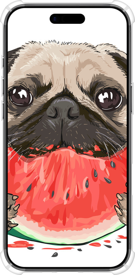 Силикон с усиленными углами чехол Мопс и арбуз для Apple iPhone 17 AIR - 4665sp-4032 изображение 