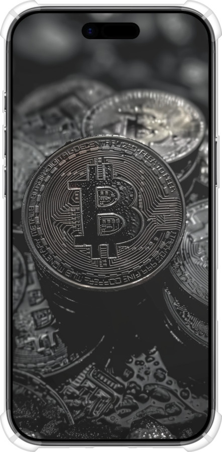 Силикон с усиленными углами чехол Black Bitcoin для Apple iPhone 17 AIR - 6090sp-4032 изображение 