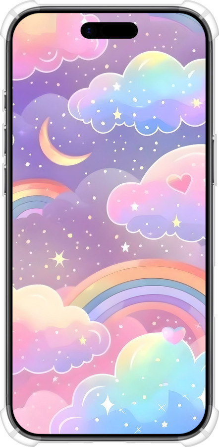 Силикон с усиленными углами чехол Облака и радуга для Apple iPhone 17 AIR - 6312sp-4032 изображение 