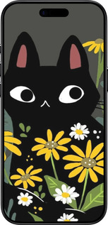 Силиконовый чехол Черный кот с цветами для Apple iPhone 17 AIR - 6448u-4032 изображение 
