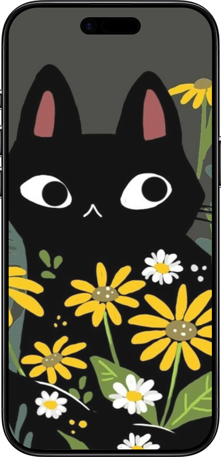 Силиконовый чехол Черный кот с цветами для Apple iPhone 17 AIR - 6448u-4032 изображение 