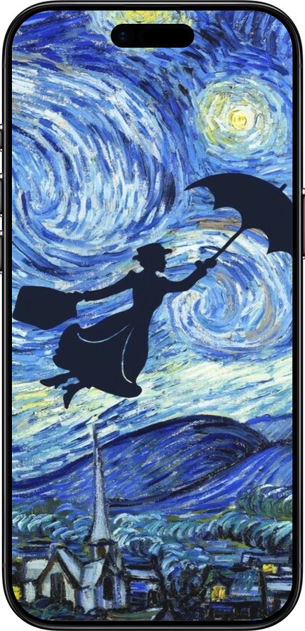 Силиконовый чехол С изображением Мэри Поппинс «Звездная ночь» для Apple iPhone 17 AIR - 6487u-4032 изображение 