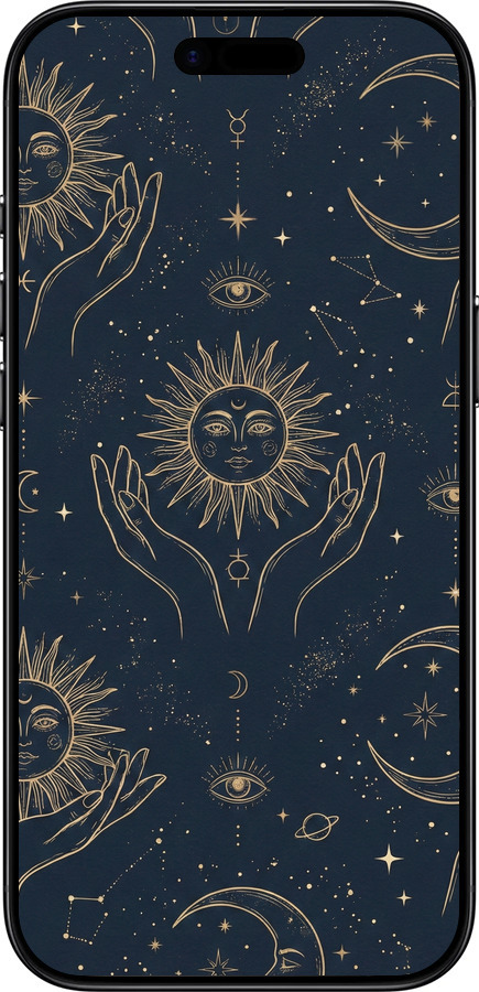 Силиконовый чехол Celestial Harmony: Sun & Moon Gold Mystic Pattern для Apple iPhone 17 AIR - 6778u-4032 изображение 