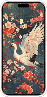 Силикон с усиленными углами чехол Сакура и аист для Apple iPhone 17 PRO MAX - 6108sp-4029 изображение 