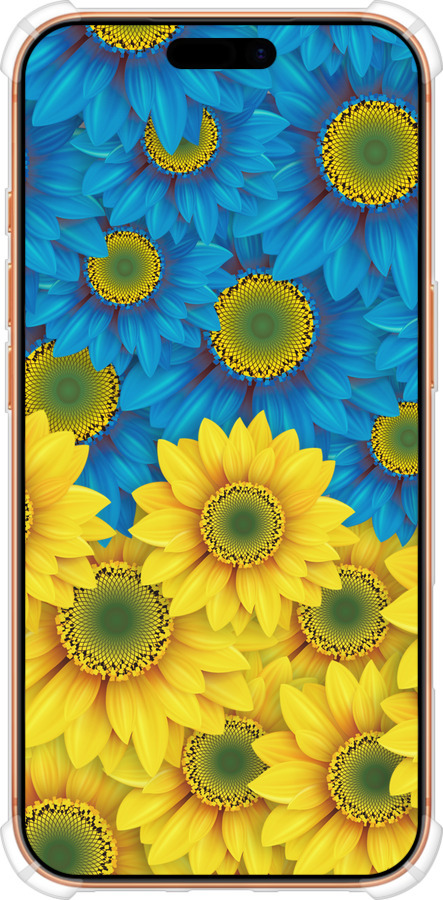 Силикон с усиленными углами чехол Жёлто-голубые цветы для Apple iPhone 17 PRO MAX - 1048sp-4029 изображение 