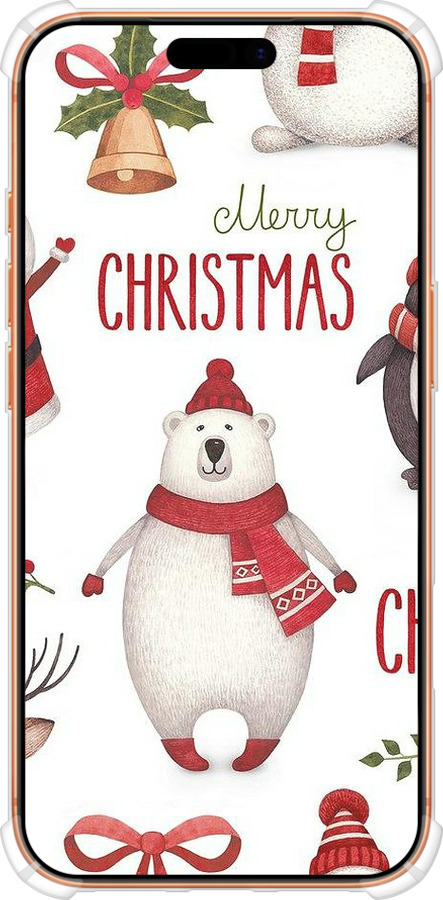 Силикон с усиленными углами чехол Merry Christmas для Apple iPhone 17 PRO MAX - 4106sp-4029 изображение 