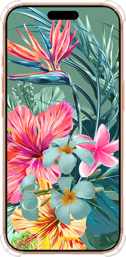 Силикон с усиленными углами чехол Тропические цветы v1 для Apple iPhone 17 PRO MAX - 4667sp-4029 изображение 