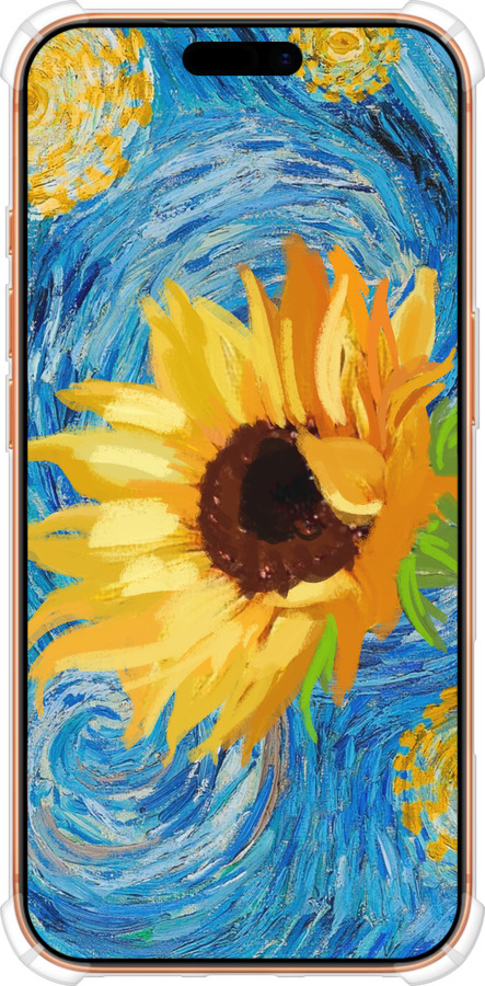 Силикон с усиленными углами чехол Цветы желто-голубые для Apple iPhone 17 PRO MAX - 5308sp-4029 изображение 
