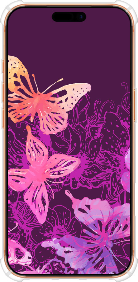 Силикон с усиленными углами чехол Бабочки v2 для Apple iPhone 17 PRO MAX - 5475sp-4029 изображение 