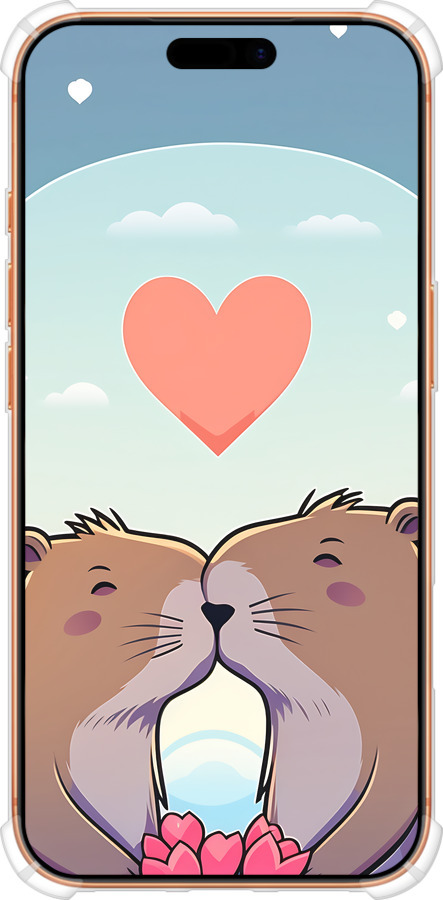 Силикон с усиленными углами чехол Капибара любовь для Apple iPhone 17 PRO MAX - 6027sp-4029 изображение 