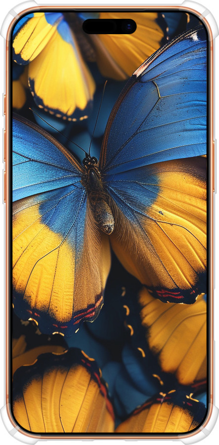 Силикон с усиленными углами чехол Желто-голубые бабочки для Apple iPhone 17 PRO MAX - 6046sp-4029 изображение 