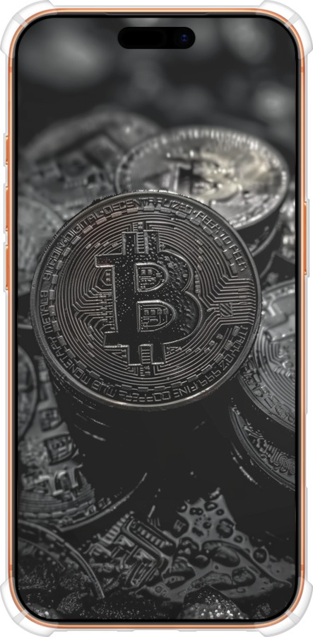 Силикон с усиленными углами чехол Black Bitcoin для Apple iPhone 17 PRO MAX - 6090sp-4029 изображение 