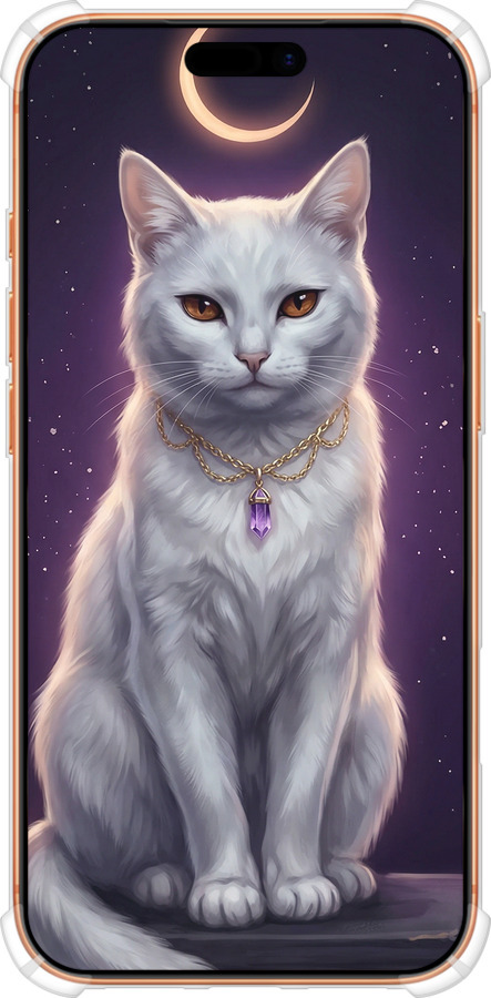 Силикон с усиленными углами чехол Mystic White Cat Gothic Dark Purple Gold для Apple iPhone 17 PRO MAX - 6805sp-4029 изображение 